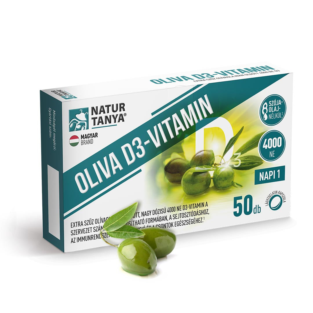 Vitamina D3 de inalta calitate, dizolvata in ulei de masline extravirgin, intr-o doza mare (4000 NE) pentru o absorbtie optima 50 capsule moi