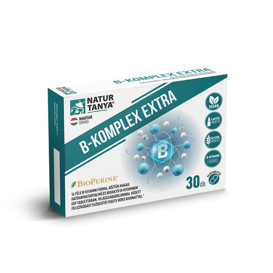 B-KOMPLEX EXTRA - 14 forme de vitamine B, inclusiv vitamine B bioactive, sofran si extract de piper negru cu brevet mondial 30 tablete