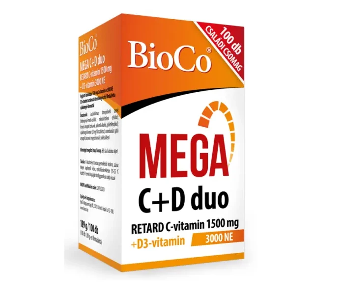 BIOCO MEGA C+D DUO RETARD VIT C 1500 MG + VIT D3 3000 UI COMPRIMATE FILMATE 100 BUC