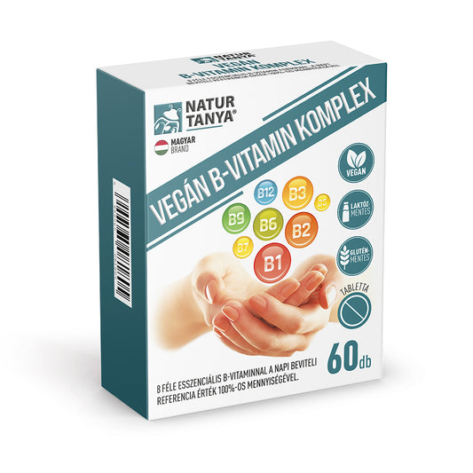COMPLEXUL VEGAN DE VITAMINE B - Cu 8 tipuri de vitamine B esențiale, cu 100% din valoarea de referință a aportului zilnic, 60 tablete