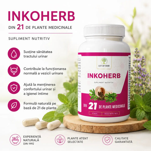 Inkoherb, PACKET PROMO 67 de zile de tratament, 3 x 45 capsule, foarte util in incotinenta urinara, tract urinar si vezica urinara, bazat pe 21 de plante