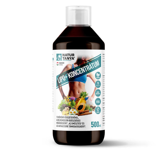 LIPO+ Cura Slăbiciune Burta - Concentrat cu 13 ingrediente vegetale, pentru o functionare sanatoasa a sistemului digestiv, pentru a sustine digestia si metabolismul 500ml