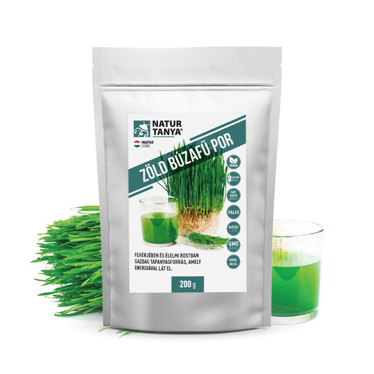 Pulbere de grâu verde vegană - O sursă de nutrienți bogată în proteine și fibre alimentare, care furnizează energie.