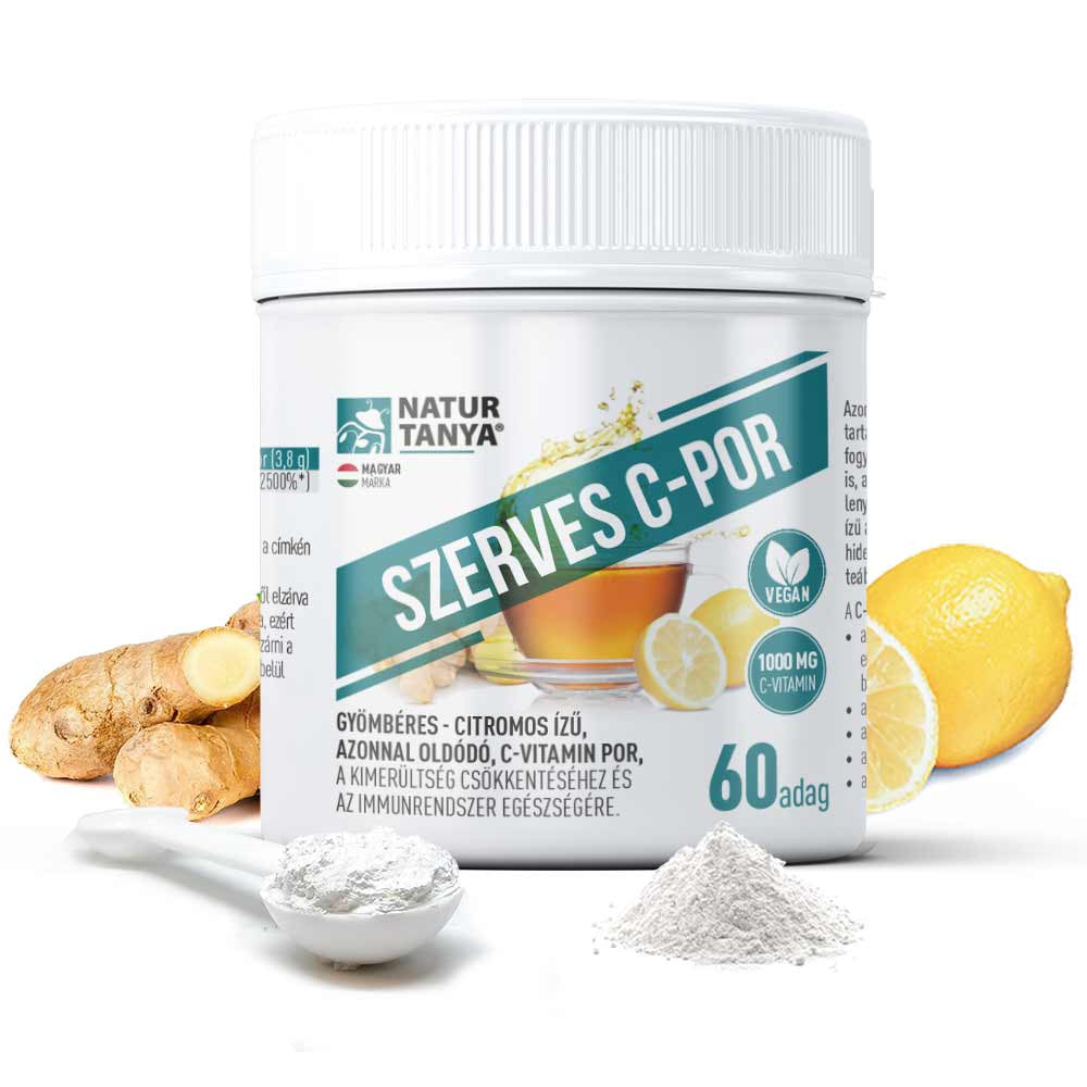Pulbere de vitamina C cu aromă de ghimbir și lămâie, solubil instantaneu, 60 de doze
