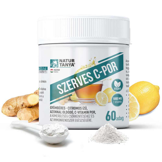 Pulbere de vitamina C cu aromă de ghimbir și lămâie, solubil instantaneu, 60 de doze
