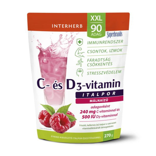 Pulbere pentru băutură cu Vitamina C + D3, 270 g (XXL 90 porții)