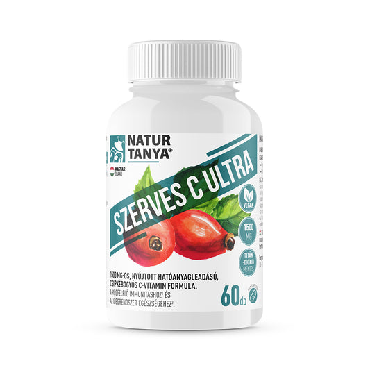 Ultra C organic - 1500 mg Vitamina C retard, cu extract de măceșe, formulă fără dioxid de titan 60 tablete