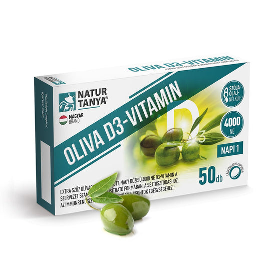 Vitamina D3 de inalta calitate, dizolvata in ulei de masline extravirgin, intr-o doza mare (4000 NE) pentru o absorbtie optima  50 capsule moi