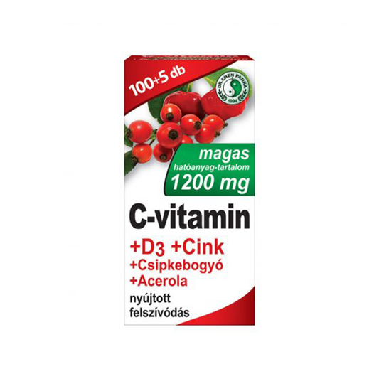 Vitamina C 1200mg + D3 + Zinc + Măceșe + Acerola 105 tabl.